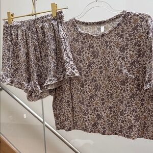 Rylee + Cru Floral Patterned Top and Shorts Set